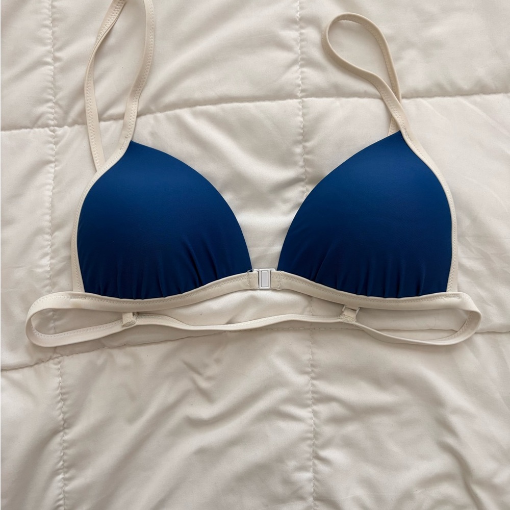 Aerie Blue and White Bikini Top